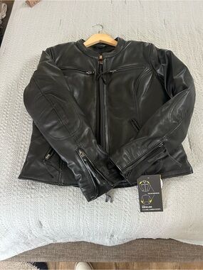 Black Leather Motorcycle Jacket - Women